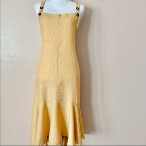 Easel LA yellow overall dress with ruffled high-low hem